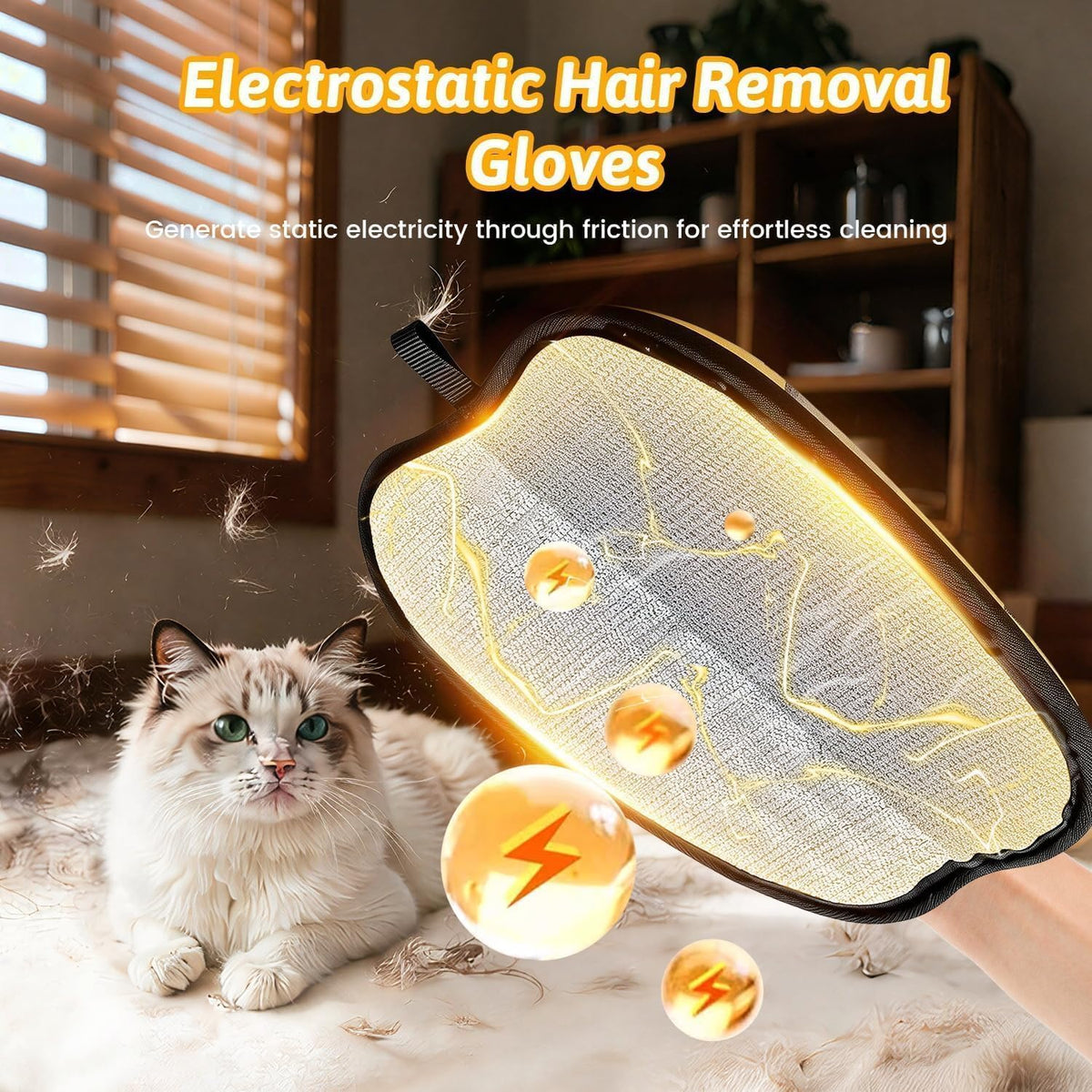 Pet Hair Removal Glove for Dogs & Cats, Sankell Upgraded Reusable Electrostatic Pet Hair Remover Glove, Magic Brush Mitt Tool for Couch, Furniture, Bed, Clothing, Carpet, Car Seat