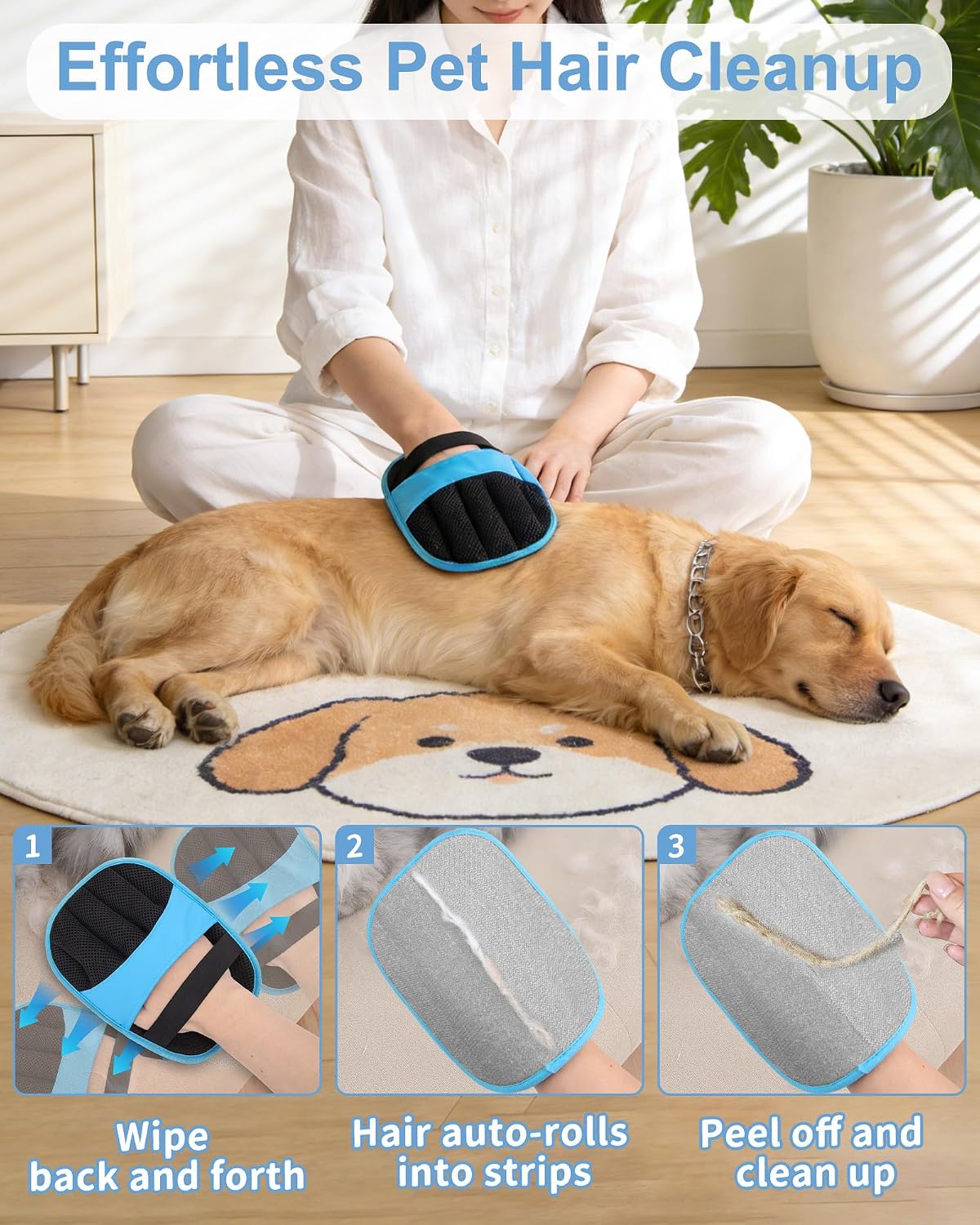 2 Pack Pet Hair Removal Glove, Five-Finger Tool for Dogs and Cats