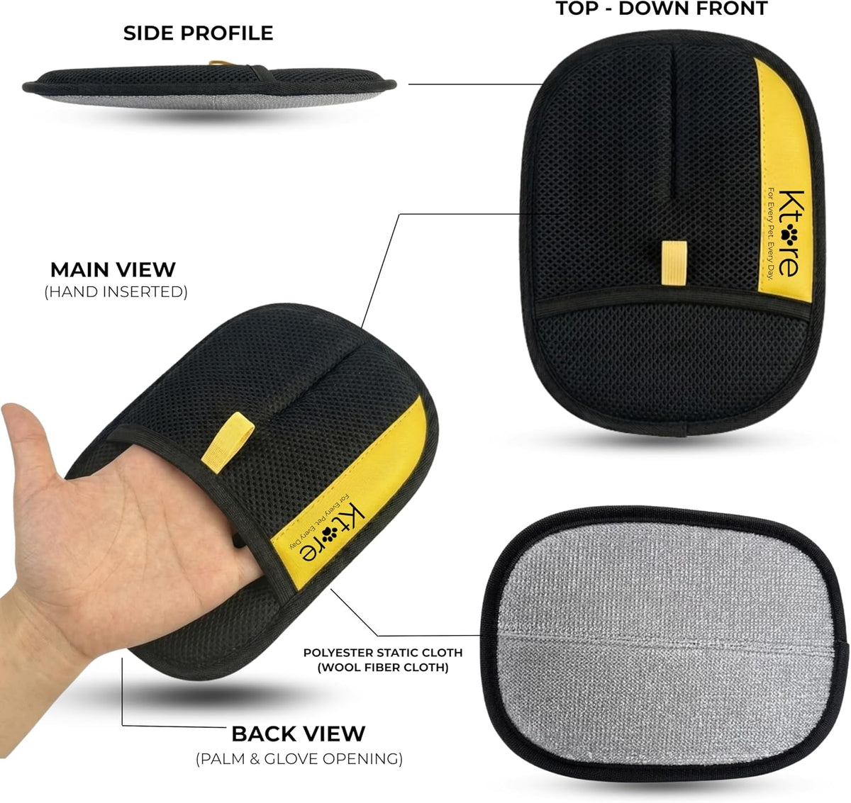 Pet Hair Remover Glove for Dogs & Cats – Reusable Hair Removal Mitt for Furniture, Couch, Car Seat & Carpet – Washable & Electrostatic Pet Fur Cleaner
