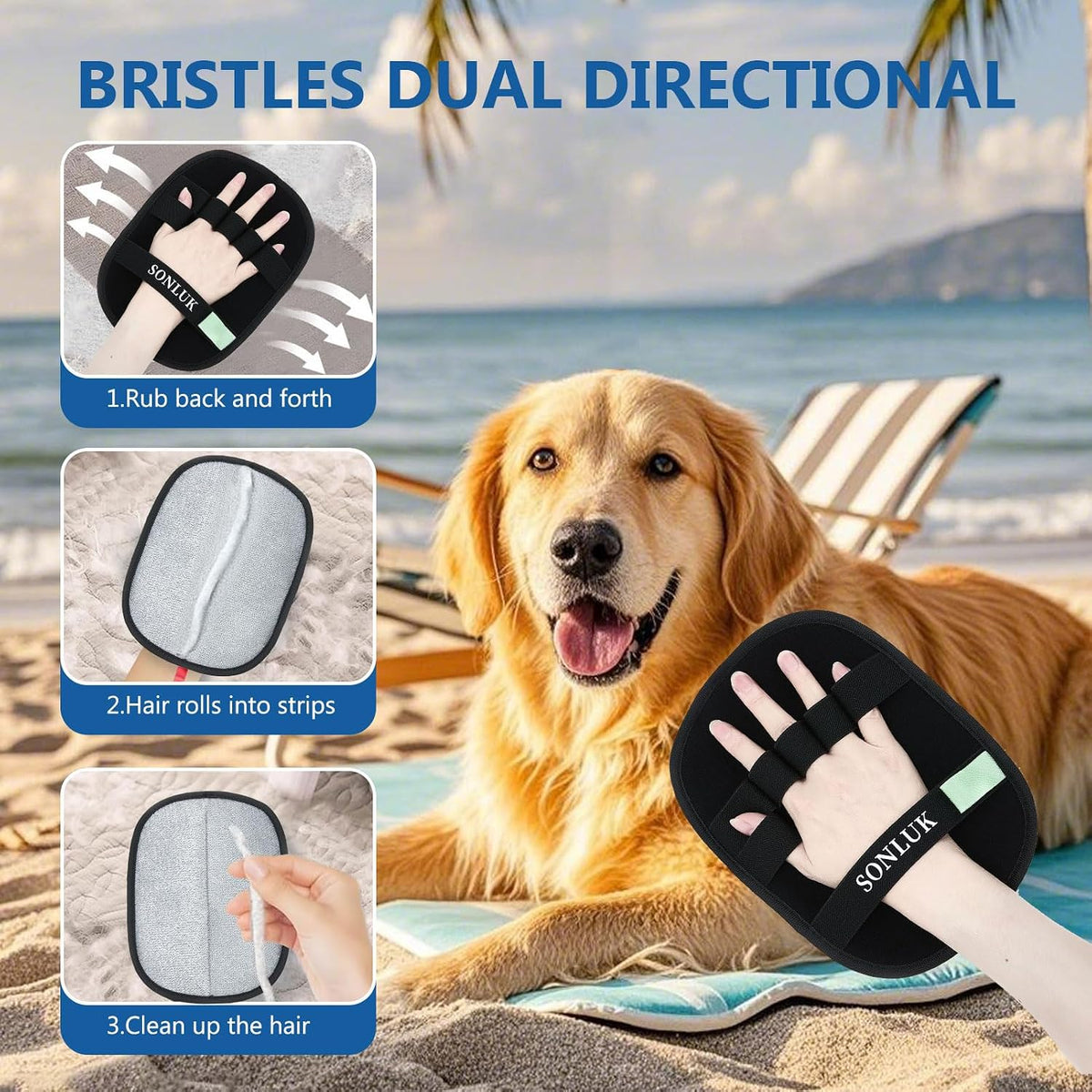 2 Packs 5-Finger Pet Hair Removal Glove,Remover Tool for Dogs Cats