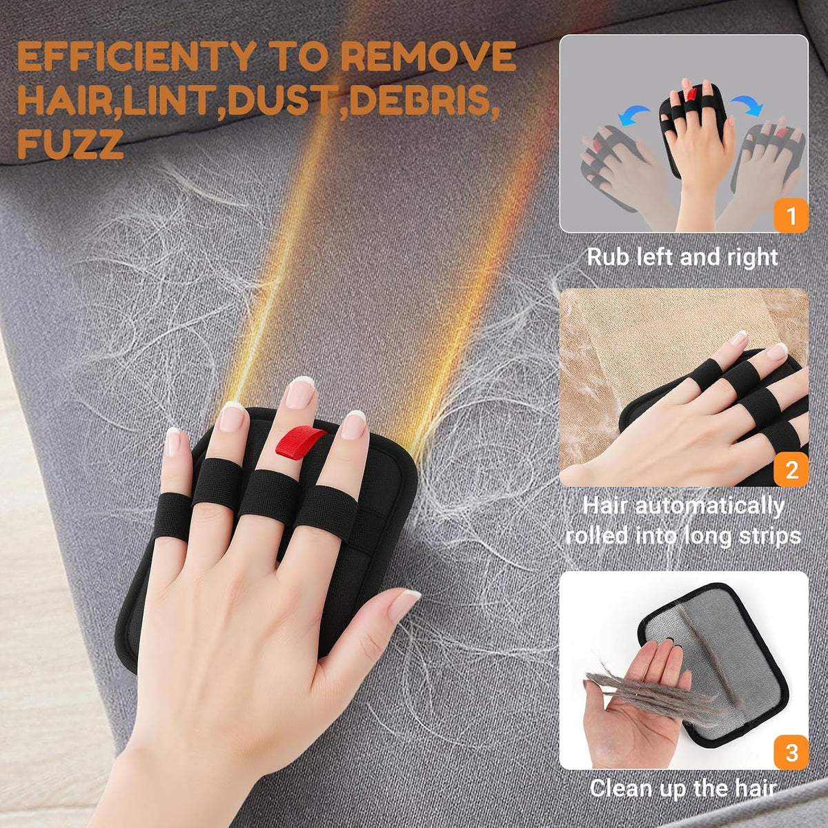 PETPAWLOVELY-1PCS Pet Hair Removal Glove,Electrostatic Pet Hair Remover Glove,Reusable Cat & Dog Hair Remover for Couch,Furniture,Clothing & Bedding,Carpet,Car Seat...Magic Brush Pet Hair