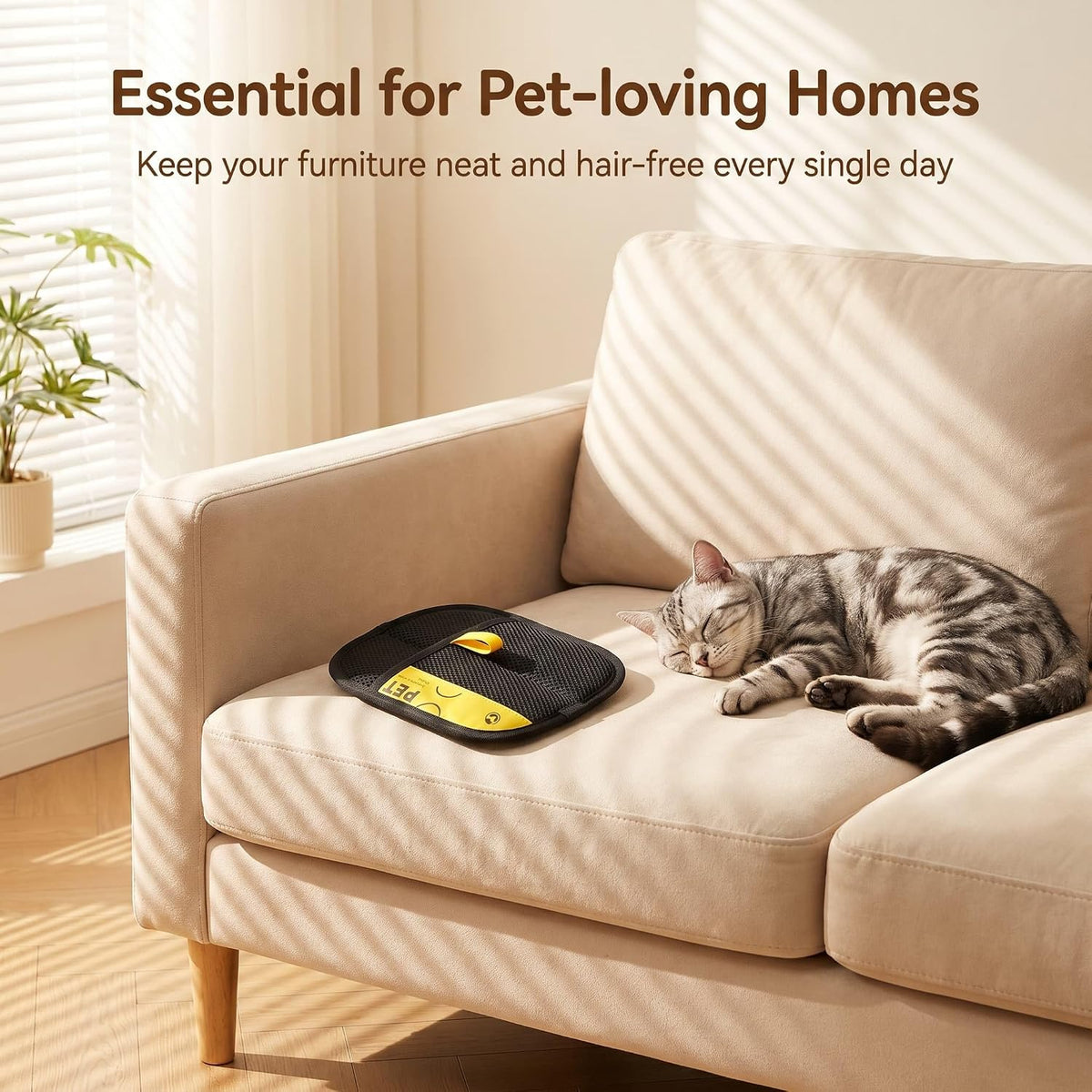 Pet Hair Removal Glove for Dogs & Cats, Suitable for Clothing, Bed, Couch, Carpet, Car Seat