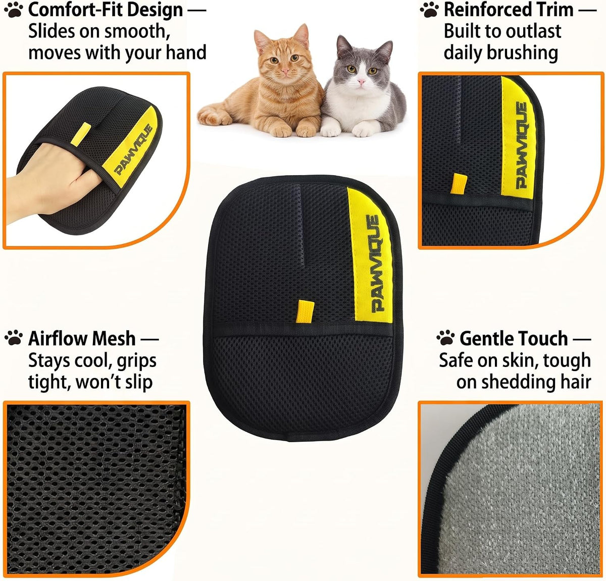 Pet Hair Removal Glove for Dogs & Cats – Electrostatic Reusable Pet Hair Remover for Furniture, Couch, Carpet, Car Seats, Clothes & Bedding | Cat & Dog Hair Remover Mitt