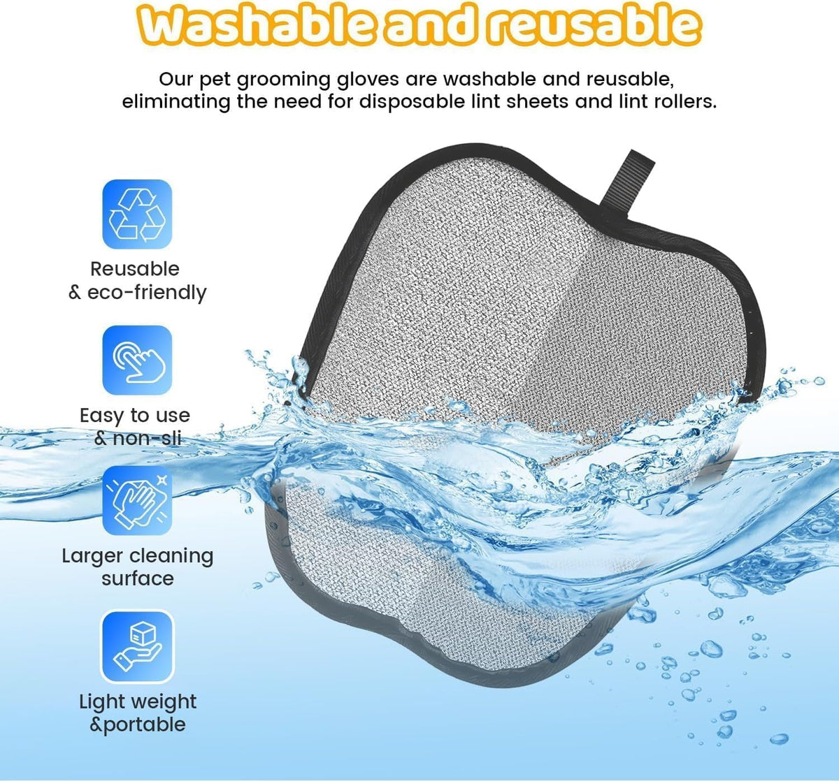 Pet Hair Removal Glove for Dogs & Cats, Sankell Upgraded Reusable Electrostatic Pet Hair Remover Glove, Magic Brush Mitt Tool for Couch, Furniture, Bed, Clothing, Carpet, Car Seat