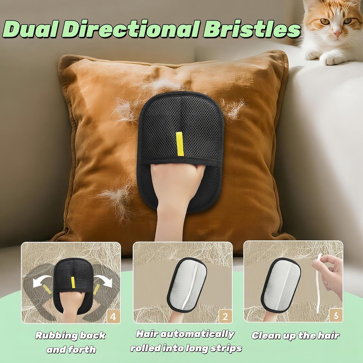 2Pcs Pet Hair Removal Glove - Electrostatic Gloves Pet Hair Remover - Reusable Cat Dog Grooming Glove Tool, No More Sticky Rolls or Lint Rollers