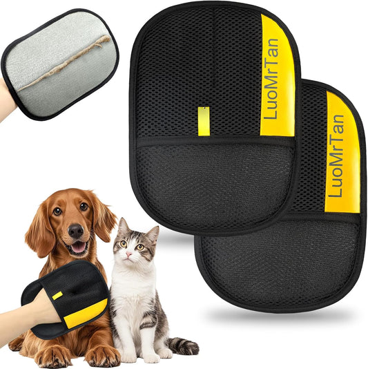 2 Pack Pet Hair Removal Gloves, Reusable Electrostatic Pet Hair Remover, Newly Upgraded Efficient Lint Remover Tool for Dog & Cat Hairfor Couch, Furniture, Car Seat, Carpet, Clothing
