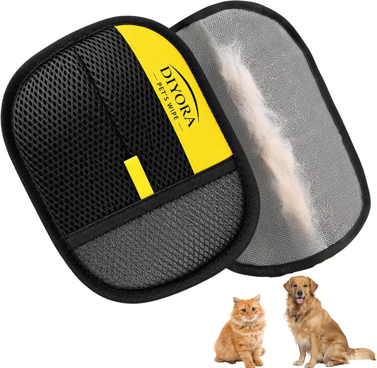 DIYORA Pet Hair Removal Gloves, Reusable, Washable & Electrostatic Fur Remover, Specially Designed for Dogs & Cats Hair (Pack of 2)