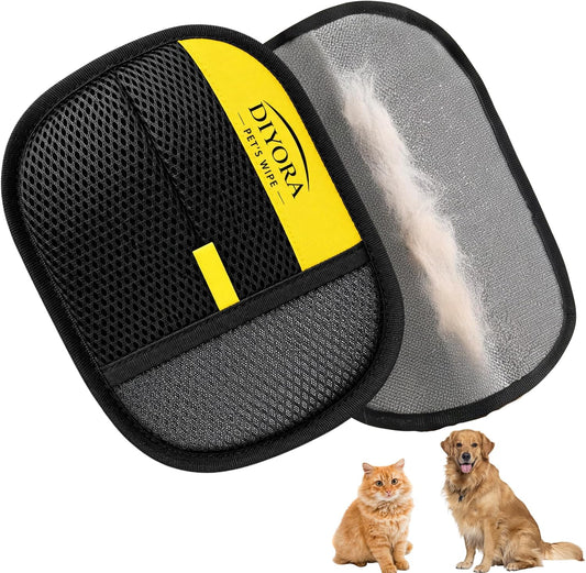 DIYORA Pet Hair Removal Gloves, Reusable, Washable & Electrostatic Fur Remover, Specially Designed for Dogs & Cats Hair (Pack of 2)