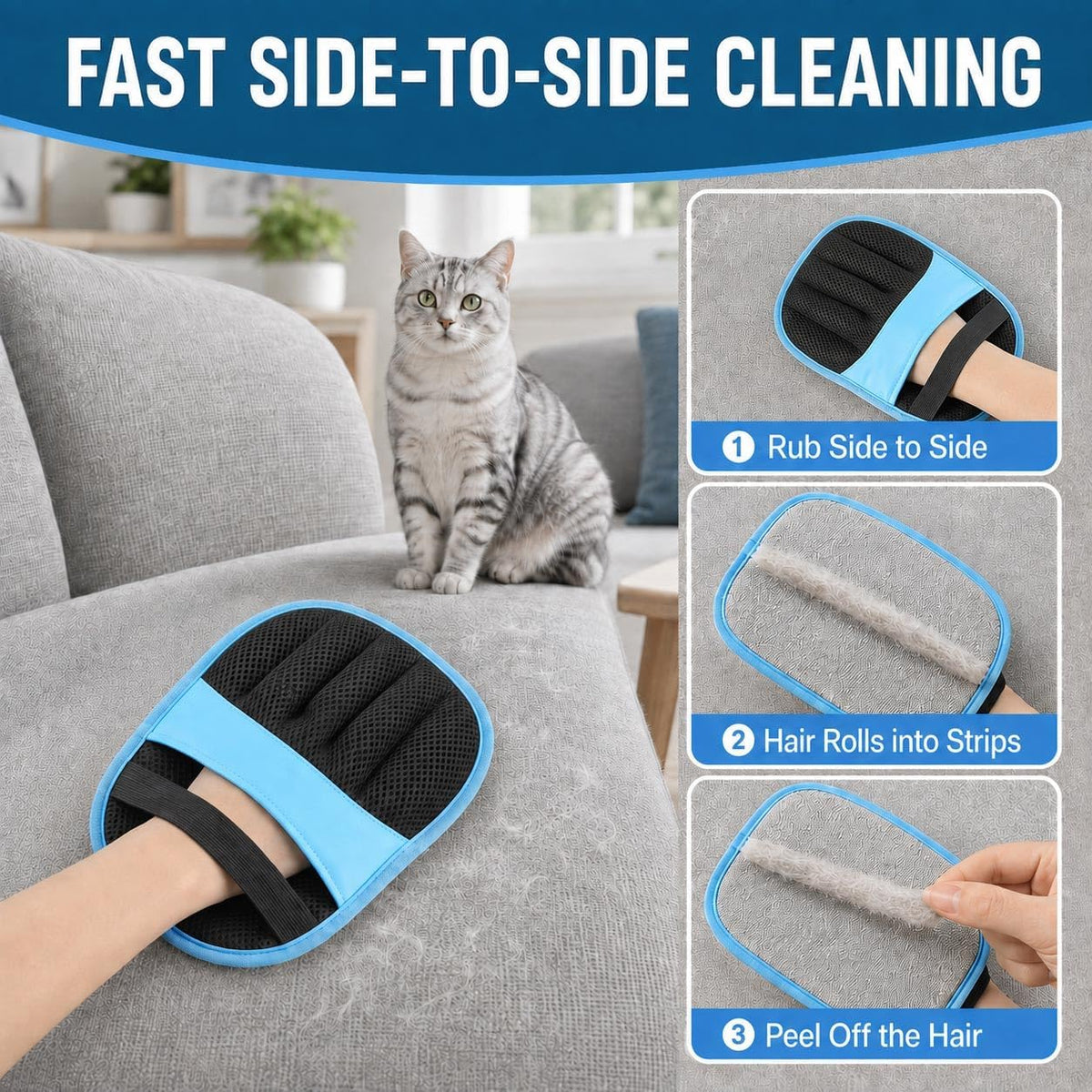 Thickened Pet Hair Removal Glove for Couches, Carpets and Pet Beds
