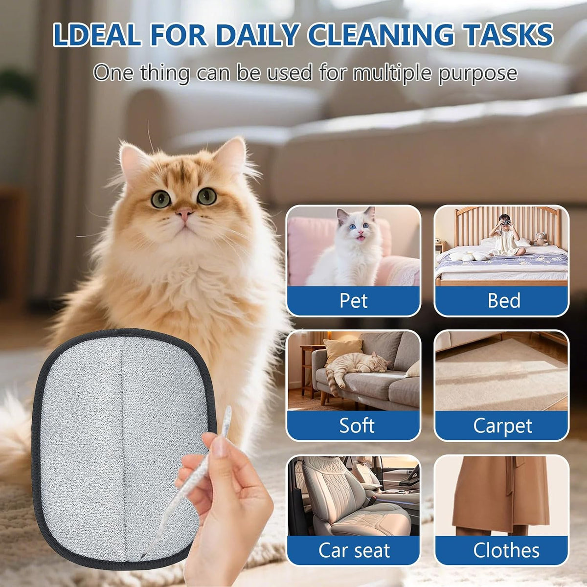 2 Packs 5-Finger Pet Hair Removal Glove,Remover Tool for Dogs Cats