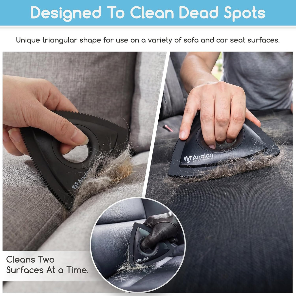 Analan Mini Pet Hair Remover for Car Detailing Dog Hair Tool Brush(Black)