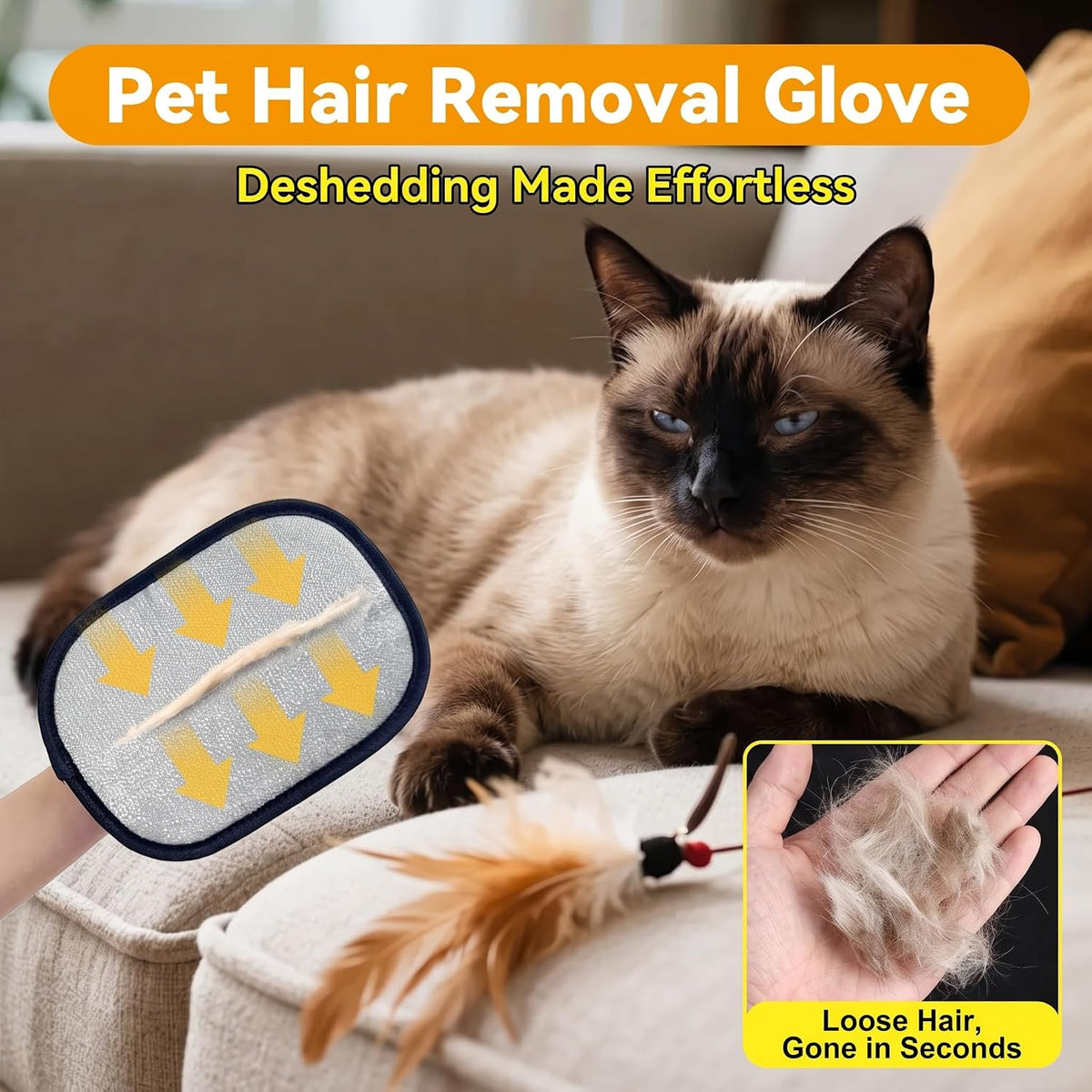 Pet Hair Removal Glove for Dogs & Cats – Electrostatic Reusable Pet Hair Remover for Furniture, Couch, Carpet, Car Seats, Clothes & Bedding | Cat & Dog Hair Remover Mitt