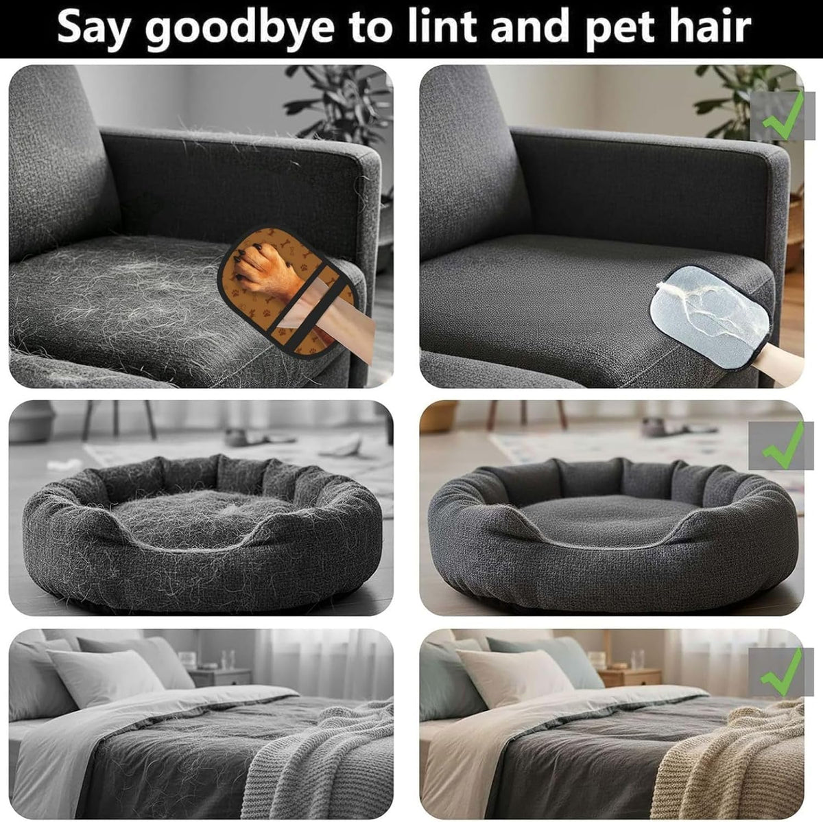 Pet Hair Removal Glove, Dog-Paw Design Dog & Cat Hair Remover Tool