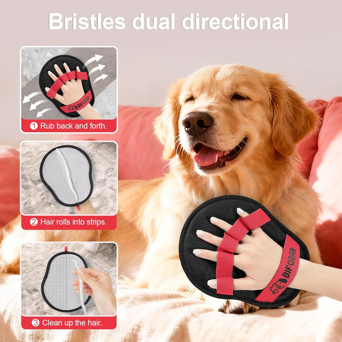 Pet Hair Removal Glove, Electrostatic Grooming Mitt for Dogs & Cats