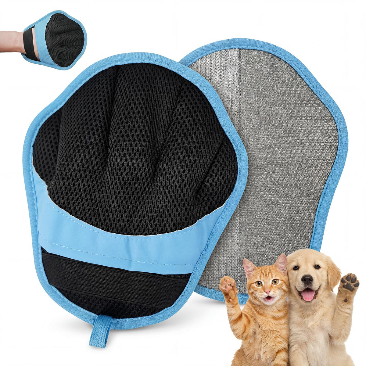 Pet Hair Removal Glove for Dogs & Cats, Reusable Pet Hair Remover Tool, Magic Brush Pet Hair Remover for Furniture, Carpet & Laundry, Non-Slip Five-Finger Pet Hair Glove for Dog Hair & Cat Hair