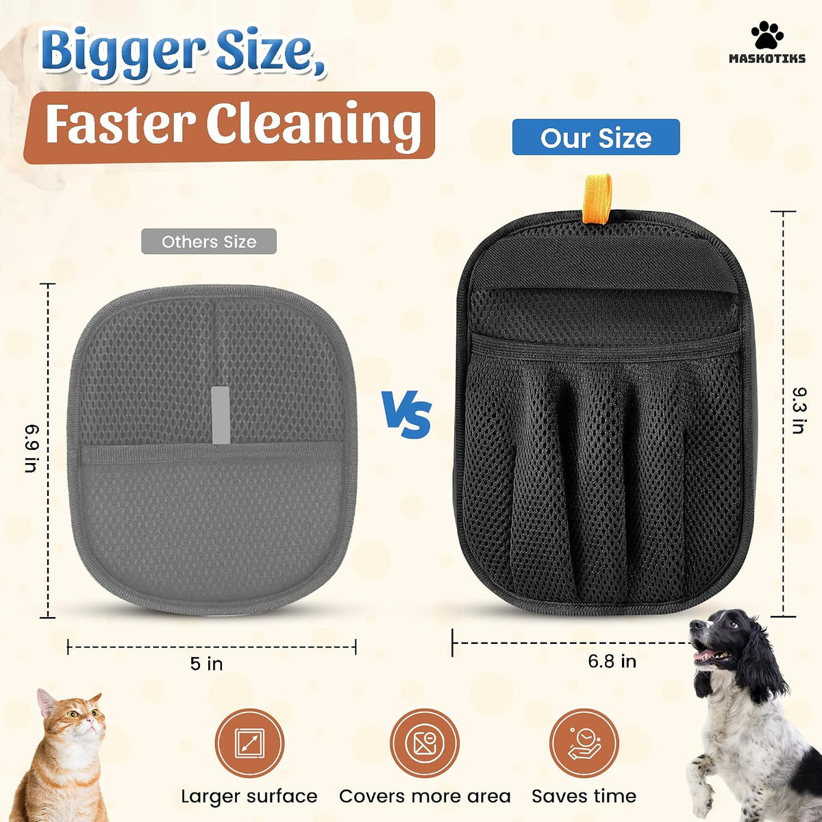 Pet Hair Removal Glove for Furniture and Clothes - Reusable Lint and Fur Sweeper Mitt for Couches, Car Seats, and Upholstery