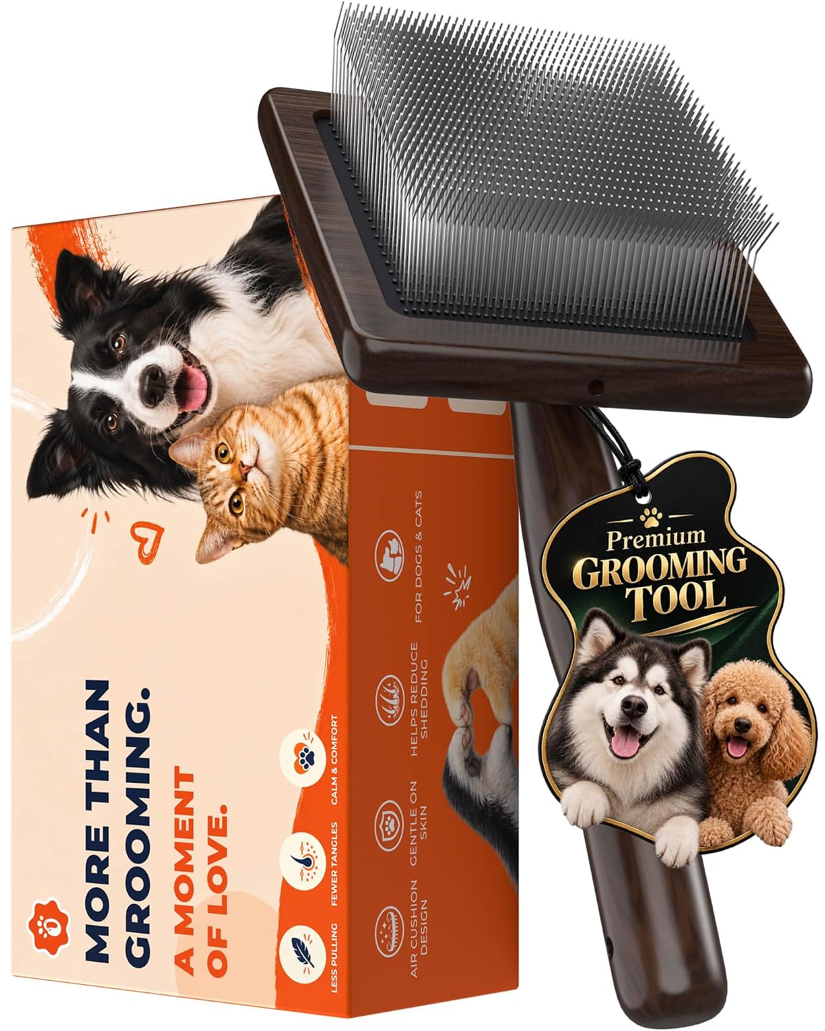 5″x5″ Extra-Large Slicker Brush for Dogs & Cats, Doodle Brush for Long Hair