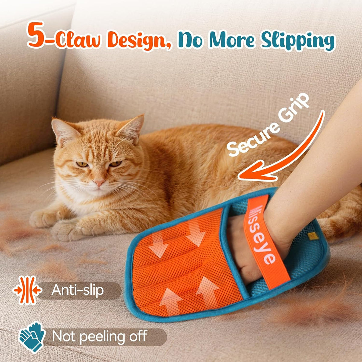 2026 Upgraded Reusable Electrostatic Pet Hair Glove，2 Pack Pet Hair Removal Glove for Dogs & Cats，Magic Brush Pet Hair Remover Tool for Clothing, Couch, Carpet, Car Seats