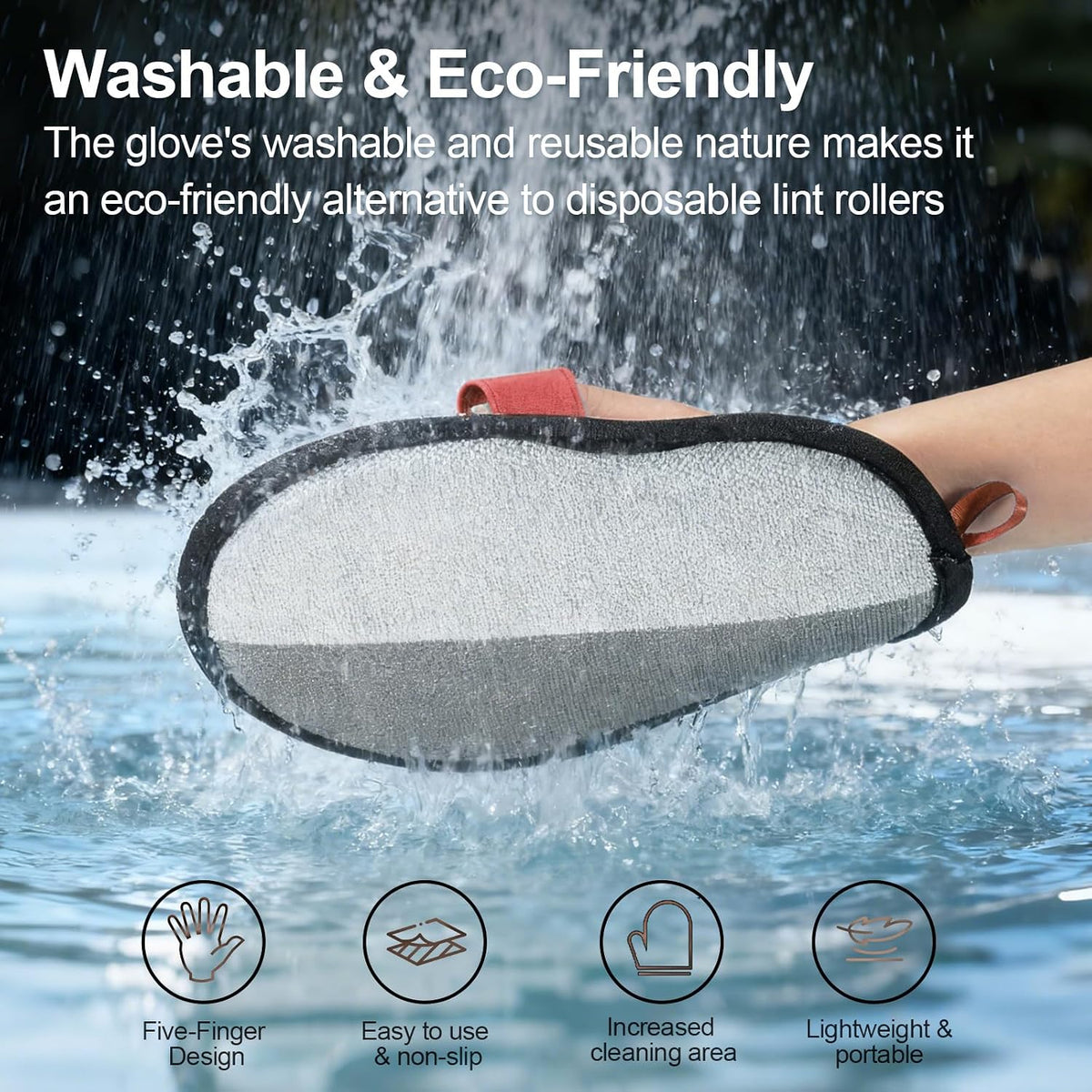 Pet Hair Removal Glove, Electrostatic Grooming Mitt for Dogs & Cats