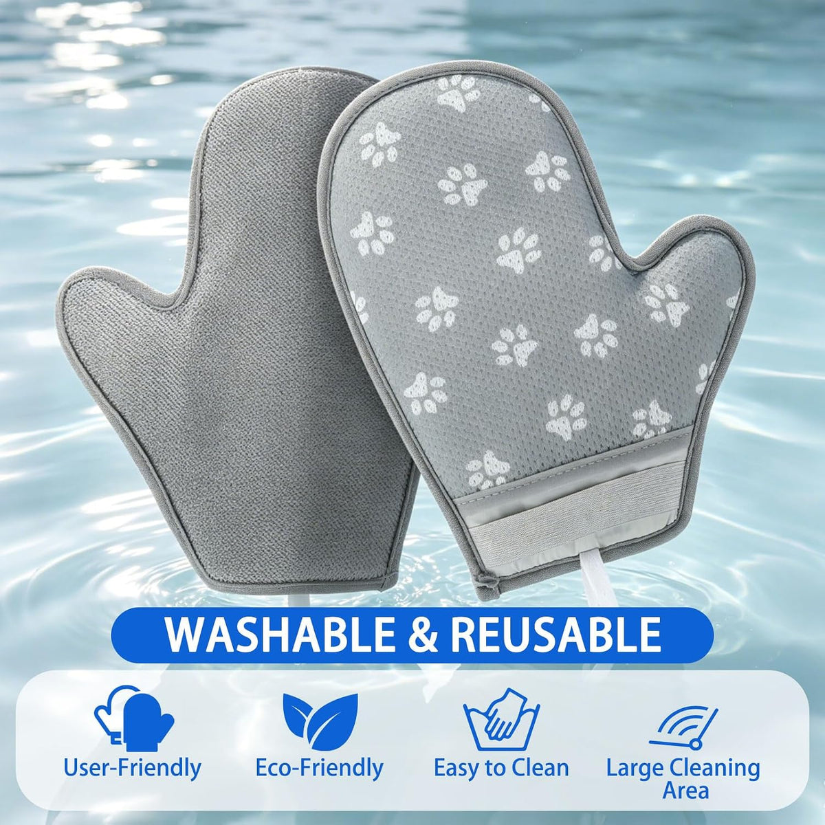 EXPAWLORER Pet Hair Removal Glove for Dogs & Cats, Washable Reusable Electrostatic Magic Brush Pet Hair Remover Glove, Upgraded Fur Removal Tool Grooming for Carpet Couch Sofa Clothing Car Seat, S