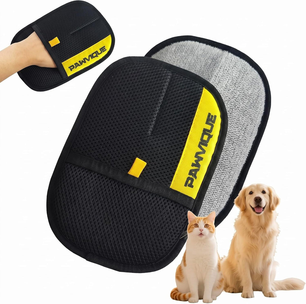 Pet Hair Removal Glove for Dogs & Cats – Electrostatic Reusable Pet Hair Remover for Furniture, Couch, Carpet, Car Seats, Clothes & Bedding | Cat & Dog Hair Remover Mitt