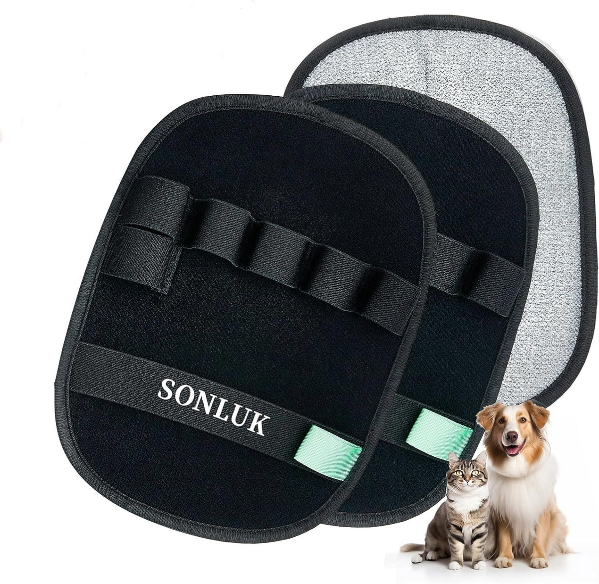 2 Packs 5-Finger Pet Hair Removal Glove,Remover Tool for Dogs Cats