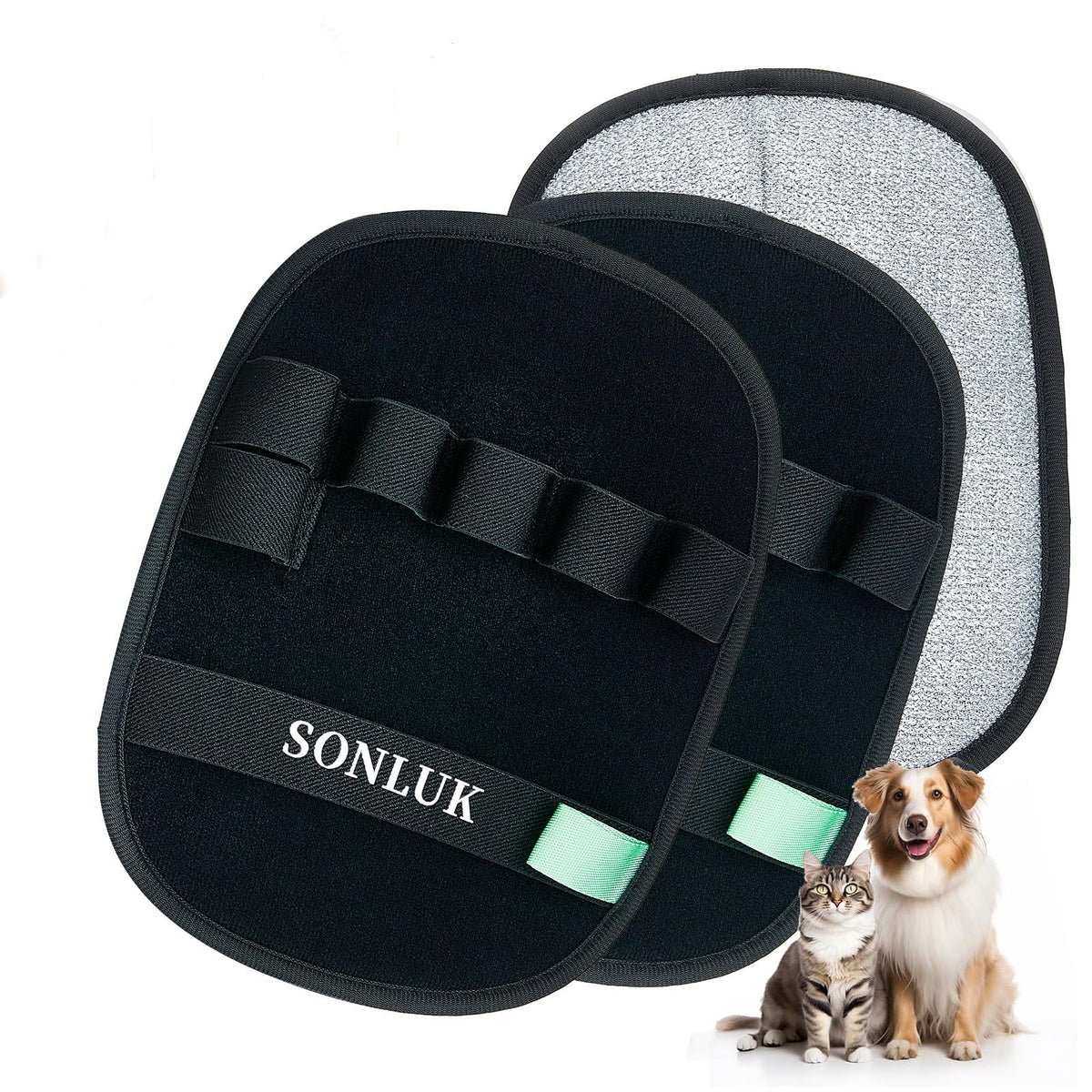 2 Packs 5-Finger Pet Hair Removal Glove,Remover Tool for Dogs Cats