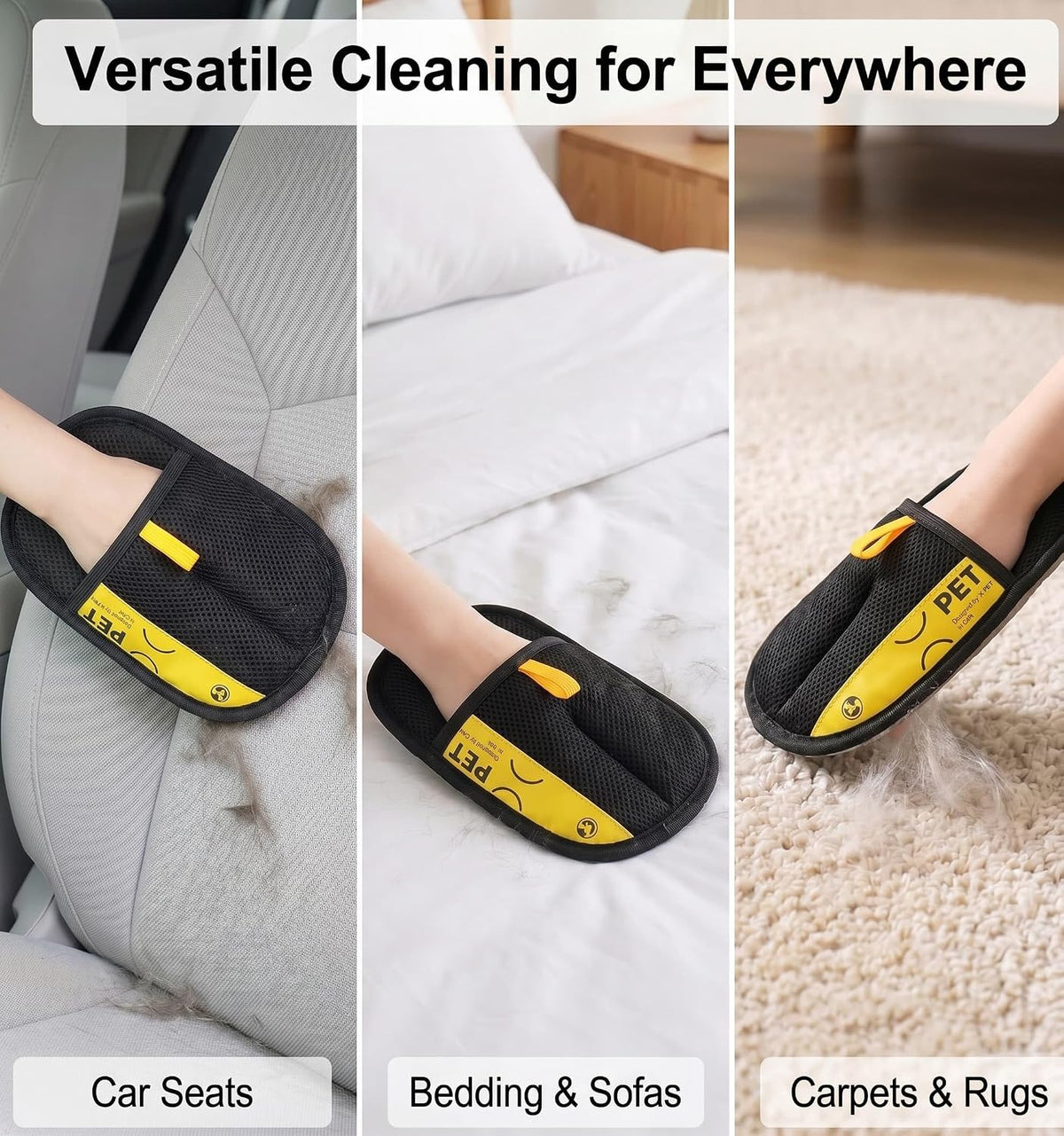 Pet Hair Removal Glove for Dogs & Cats, Suitable for Clothing, Bed, Couch, Carpet, Car Seat