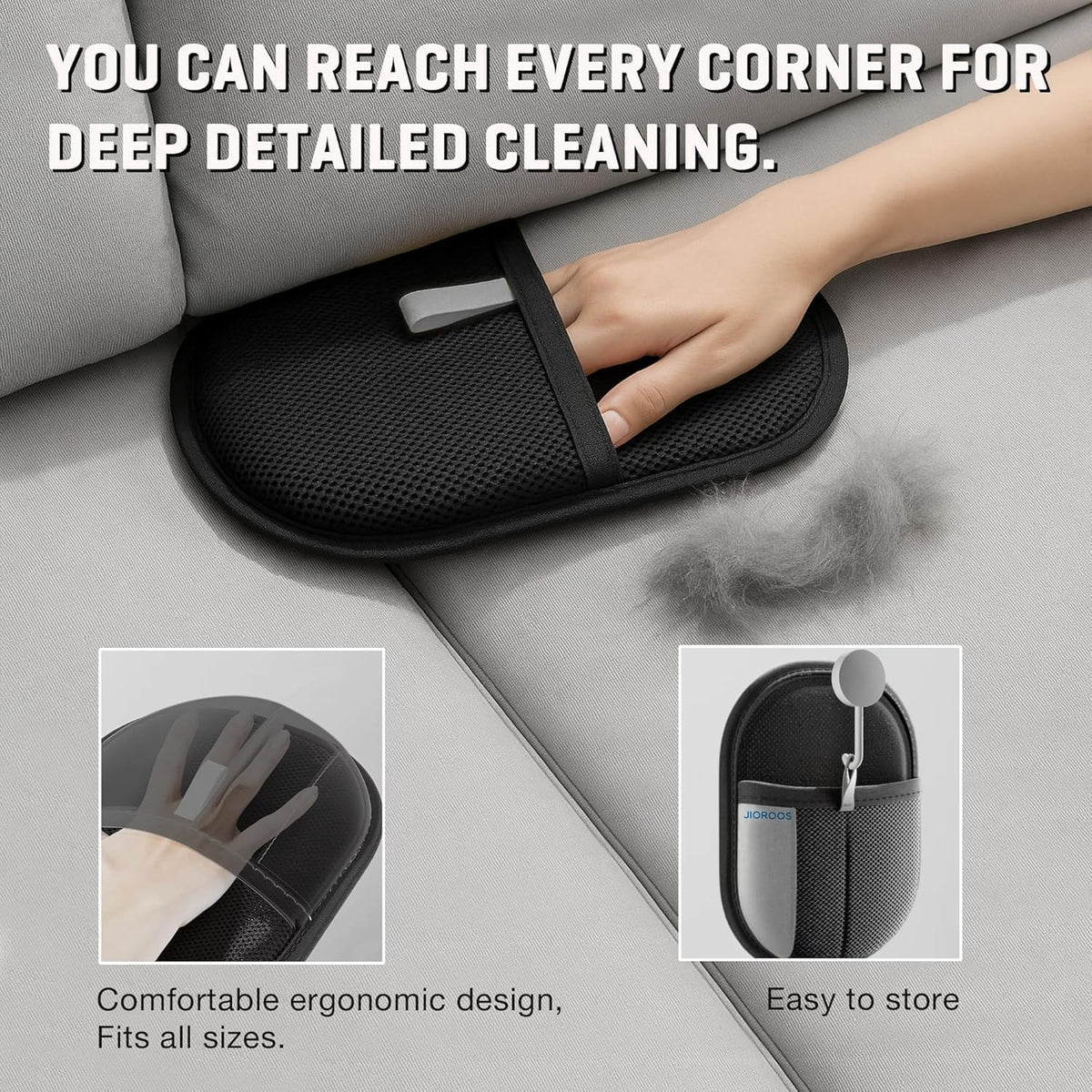Pet Hair Removal Glove for Dogs & Cats, Newly Upgraded Reusable Electrostatic Pet Hair Glove, Magic Brush Pet Hair Remover Tool for Clothing, Couch, Carpet, Car Seats. (1 Gray & Black, Pacl of 1)