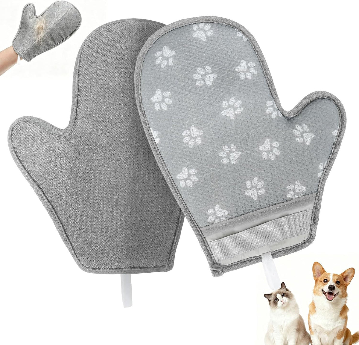 EXPAWLORER Pet Hair Removal Glove for Dogs & Cats, Washable Reusable Electrostatic Magic Brush Pet Hair Remover Glove, Upgraded Fur Removal Tool Grooming for Carpet Couch Sofa Clothing Car Seat, S