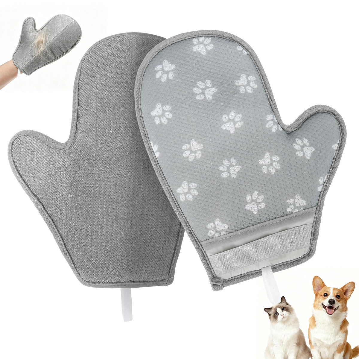 EXPAWLORER Pet Hair Removal Glove for Dogs & Cats, Washable Reusable Electrostatic Magic Brush Pet Hair Remover Glove, Upgraded Fur Removal Tool Grooming for Carpet Couch Sofa Clothing Car Seat, S