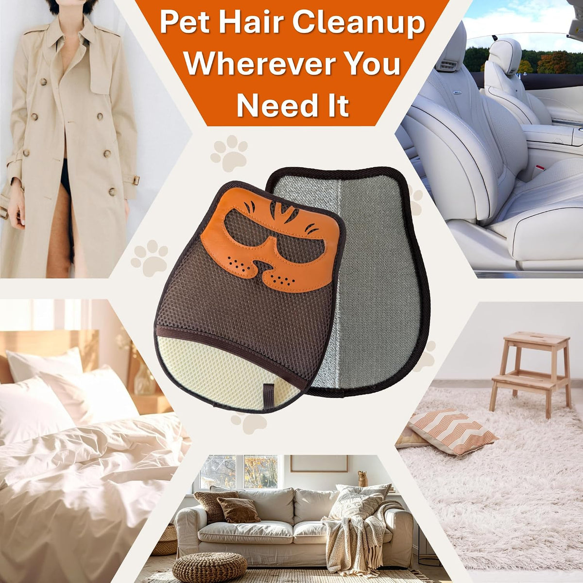 Pet Hair Remover Glove for Furniture, Electrostatic Dog & Cat Hair Remover