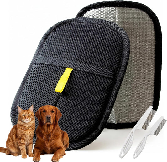Pet Hair Removal Gloves for Dogs and Cats, Reusable pet Hair Cleaning Tool, can be Used on Clothes, Sofas, beds, Carpets, and car Seats, Quickly and Easily removes pet Hair, Two-piece Set