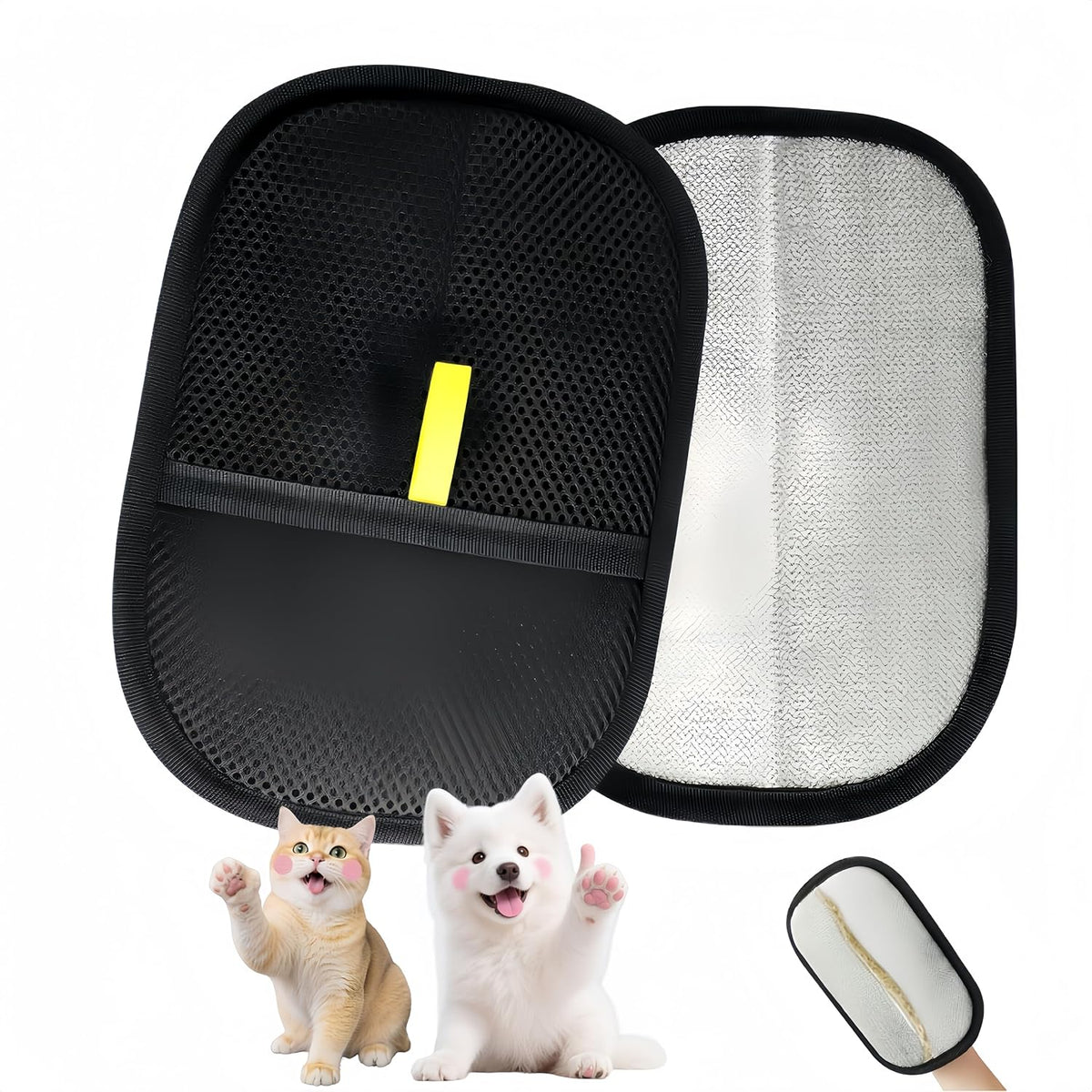 2Pcs Pet Hair Removal Glove - Electrostatic Gloves Pet Hair Remover - Reusable Cat Dog Grooming Glove Tool, No More Sticky Rolls or Lint Rollers