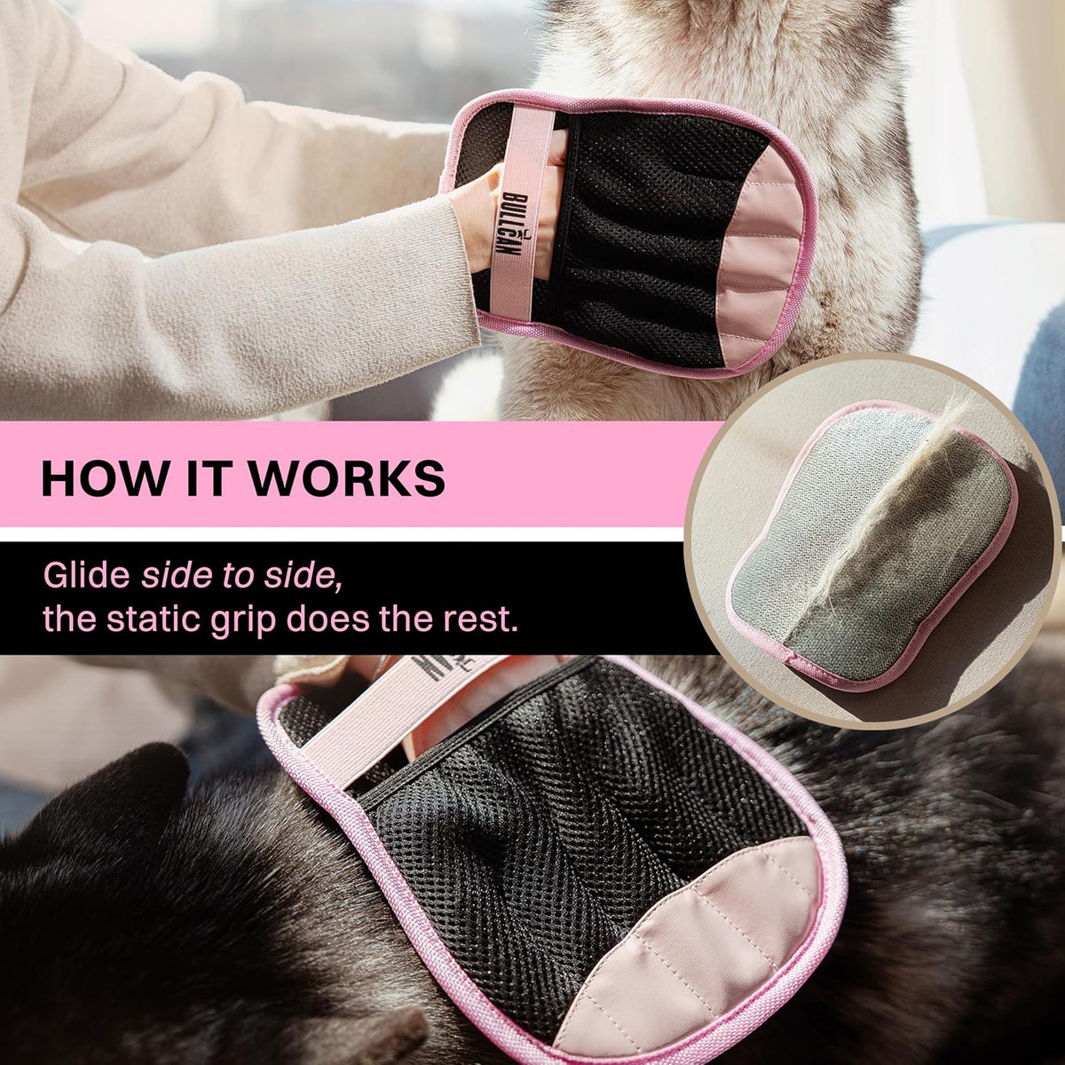 2-Pack Dog & Cat Hair Remover Glove - Electrostatic Pet Fur Removal Mitt for Furniture, Couch, Carpet, Car Seat & Clothes | Washable