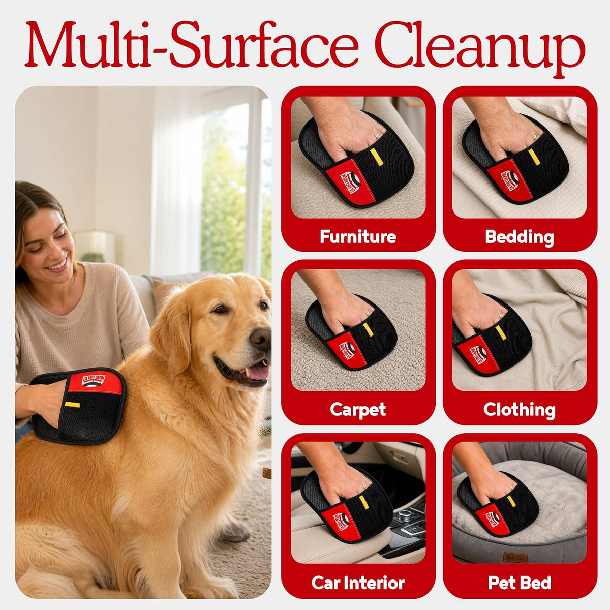 Da Vinci Pet Hair Removal Gloves, Reusable Electrostatic Mitt