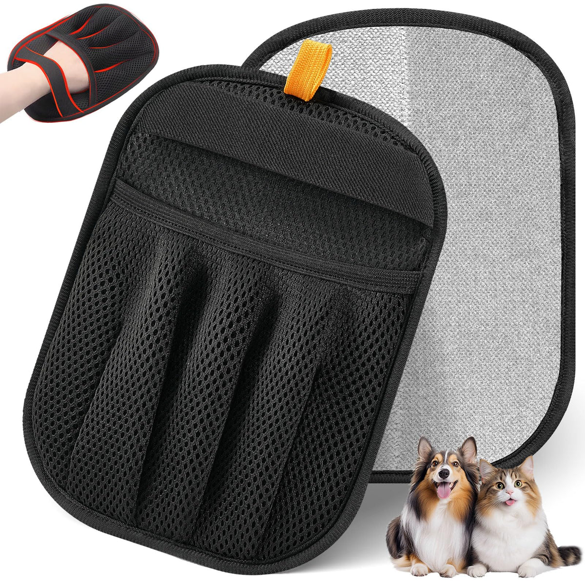 2Pcs Pet Hair Removal Gloves Cat & Dog, Electrostatic Reusable Remover Tool