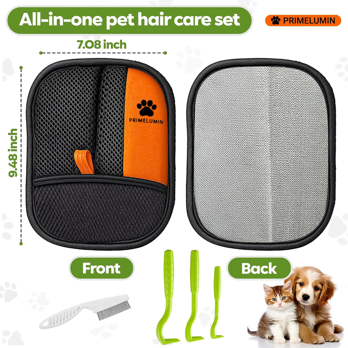 Pet Hair Remover Glove for Dogs & Cats 2026 Upgraded Design Reusable Electrostatic Fur Remover Mitt for Couch, Furniture, Carpet, Car Seats & Clothes, Fast & Effortless Cleaning